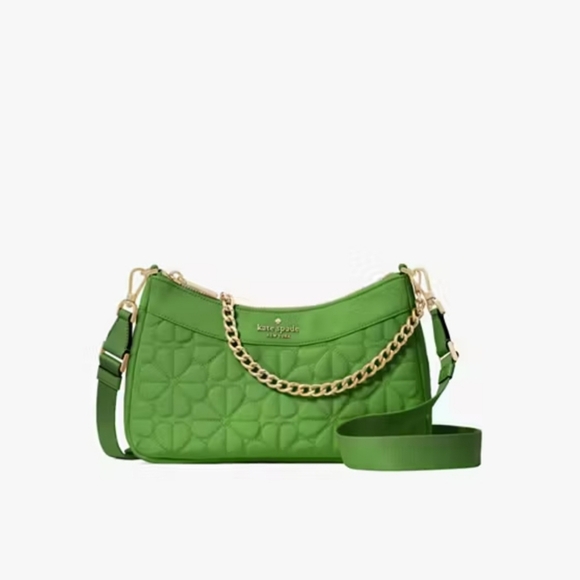 Kate Spade Green Quilted Shoulder Bag W Jewelry Bundle - Picture 9 of 11